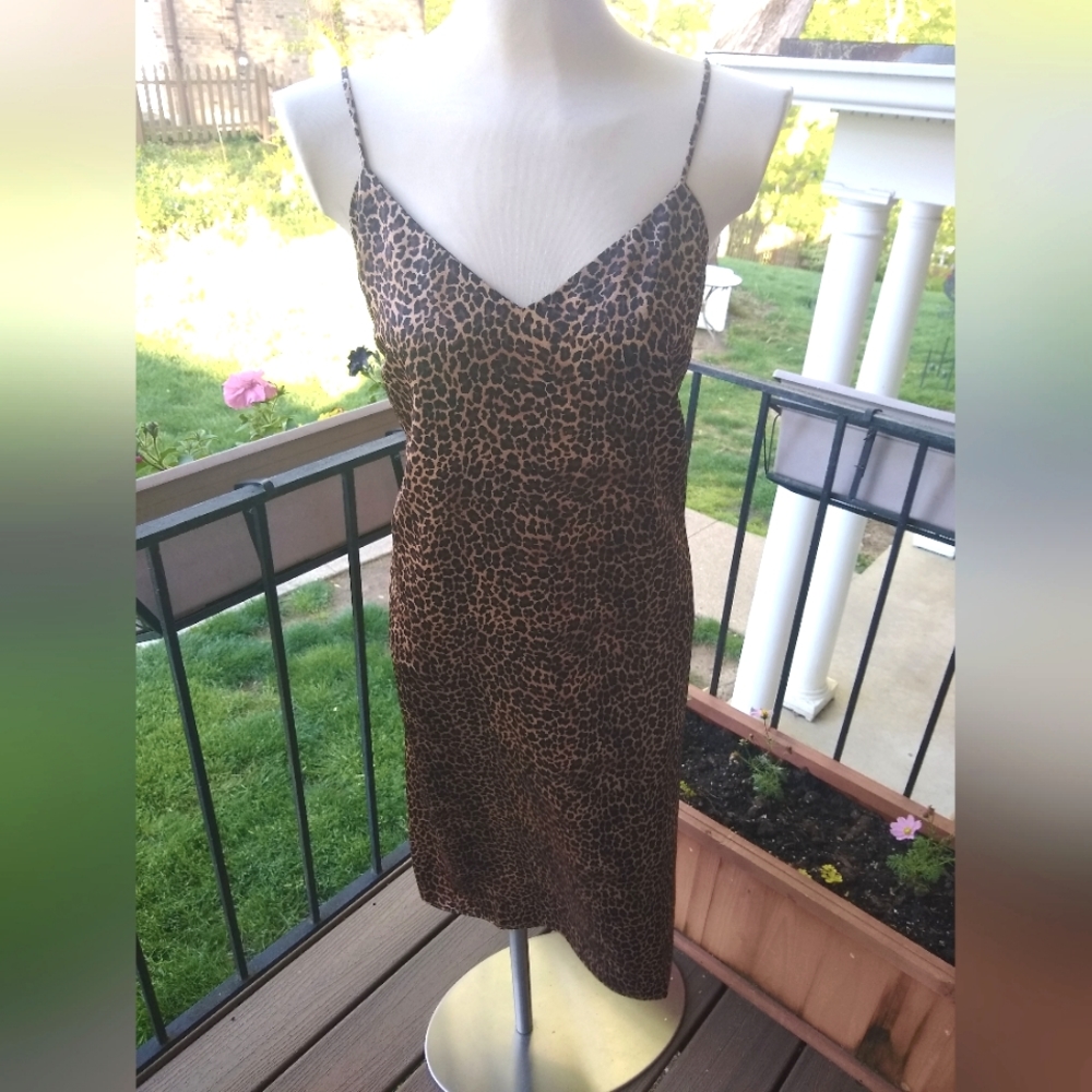 J Crew Factory Leopard V-neck Midi Slip Dress. NWOT